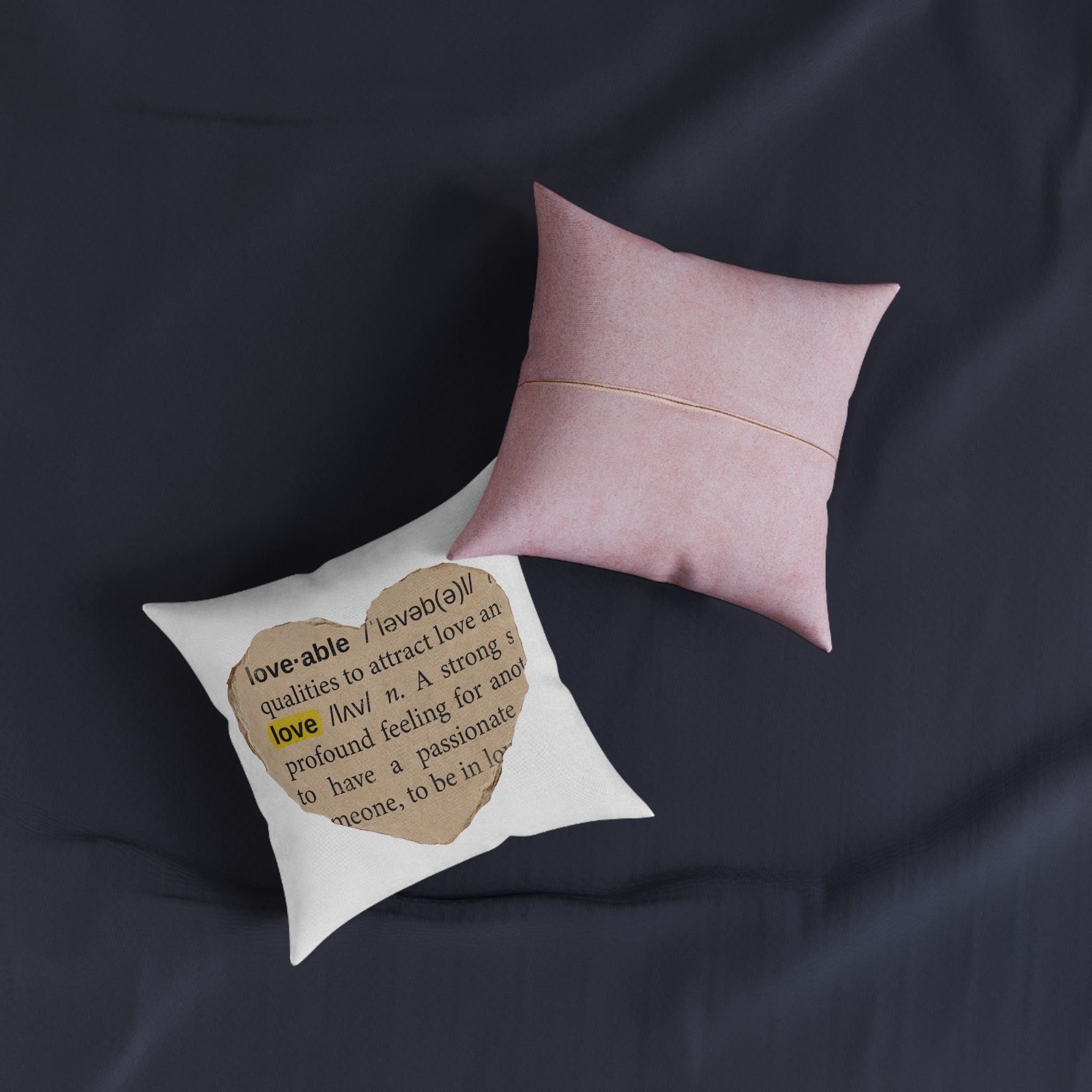 Love Definition Png Sticker Ripped Paper Ephemera Transparent Background Square Pillow Pink Back - Image 3