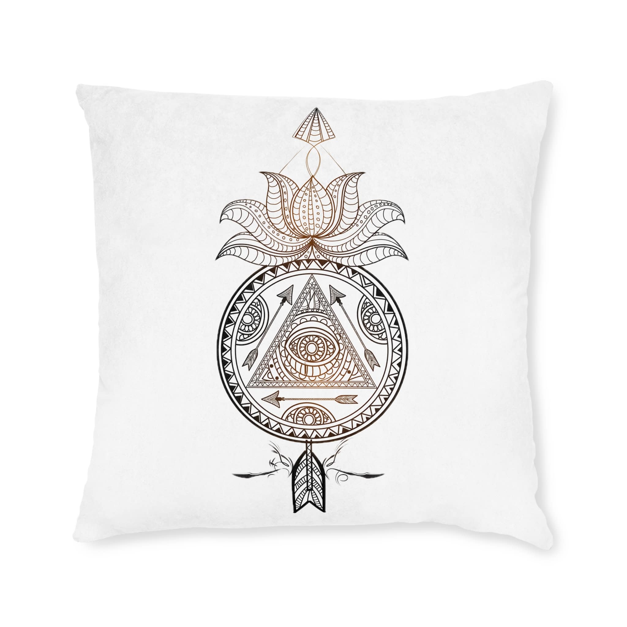 Ornamental Floral Dream Catcher With Lotus Flower Arrow Creative Hand Drawn Ethnic Decorative Elemen Square Pillow Pink Back - Image 9