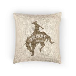 Welcome Cowboy Woven Pillow