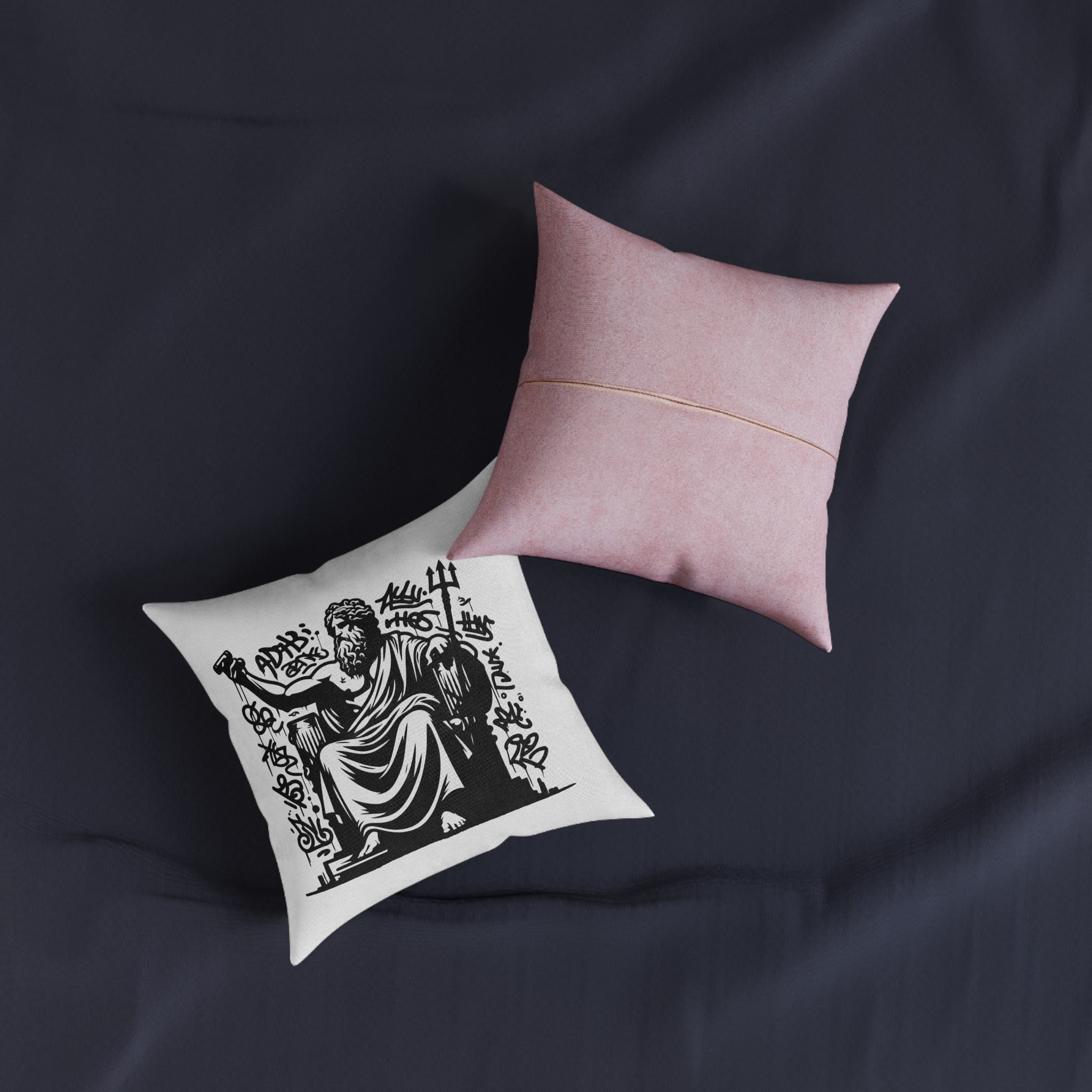 Zeus Deity Mythology Square Pillow Pink Back - Image 3