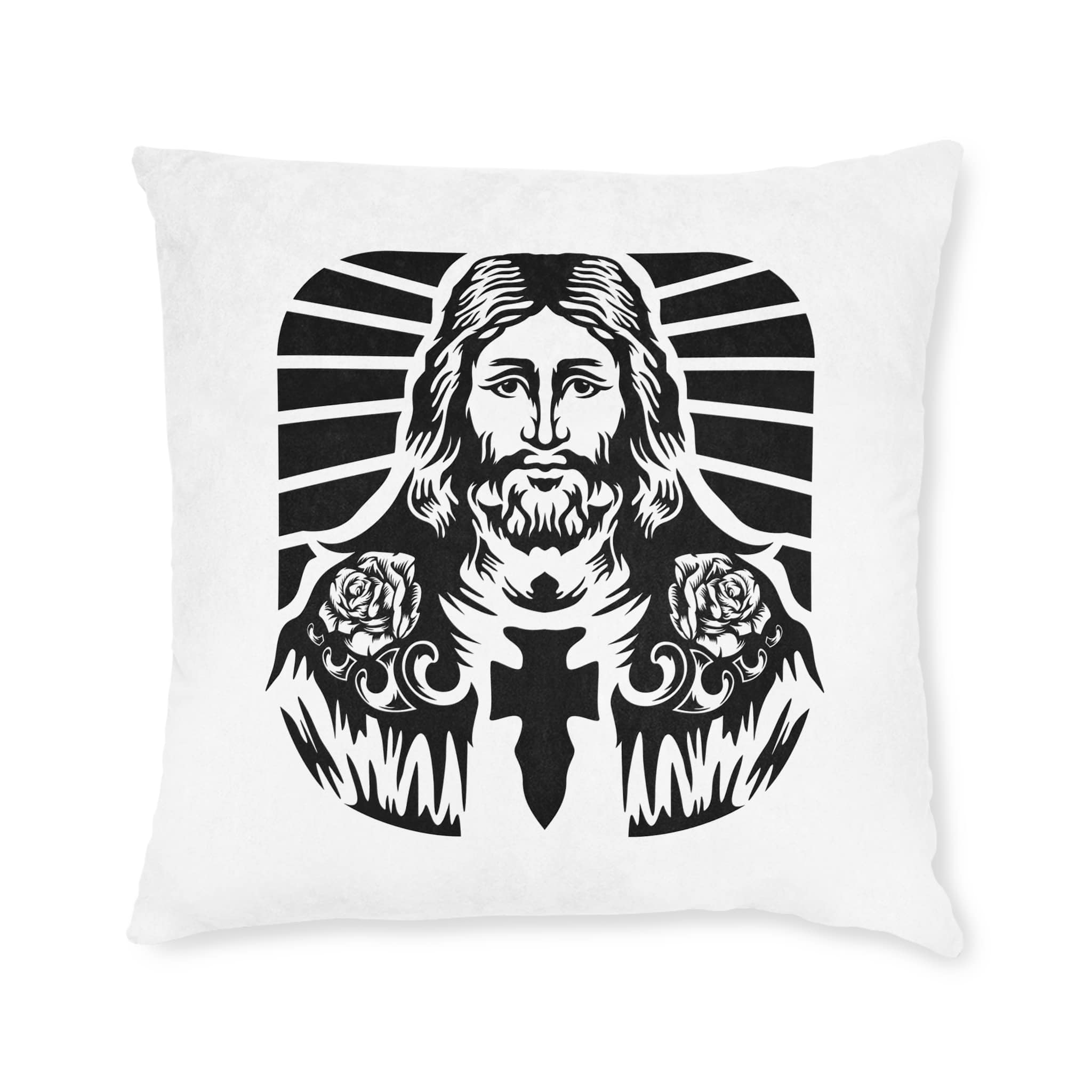 Hand Drwan Jesus Design Vector Square Pillow Pink Back - Image 9
