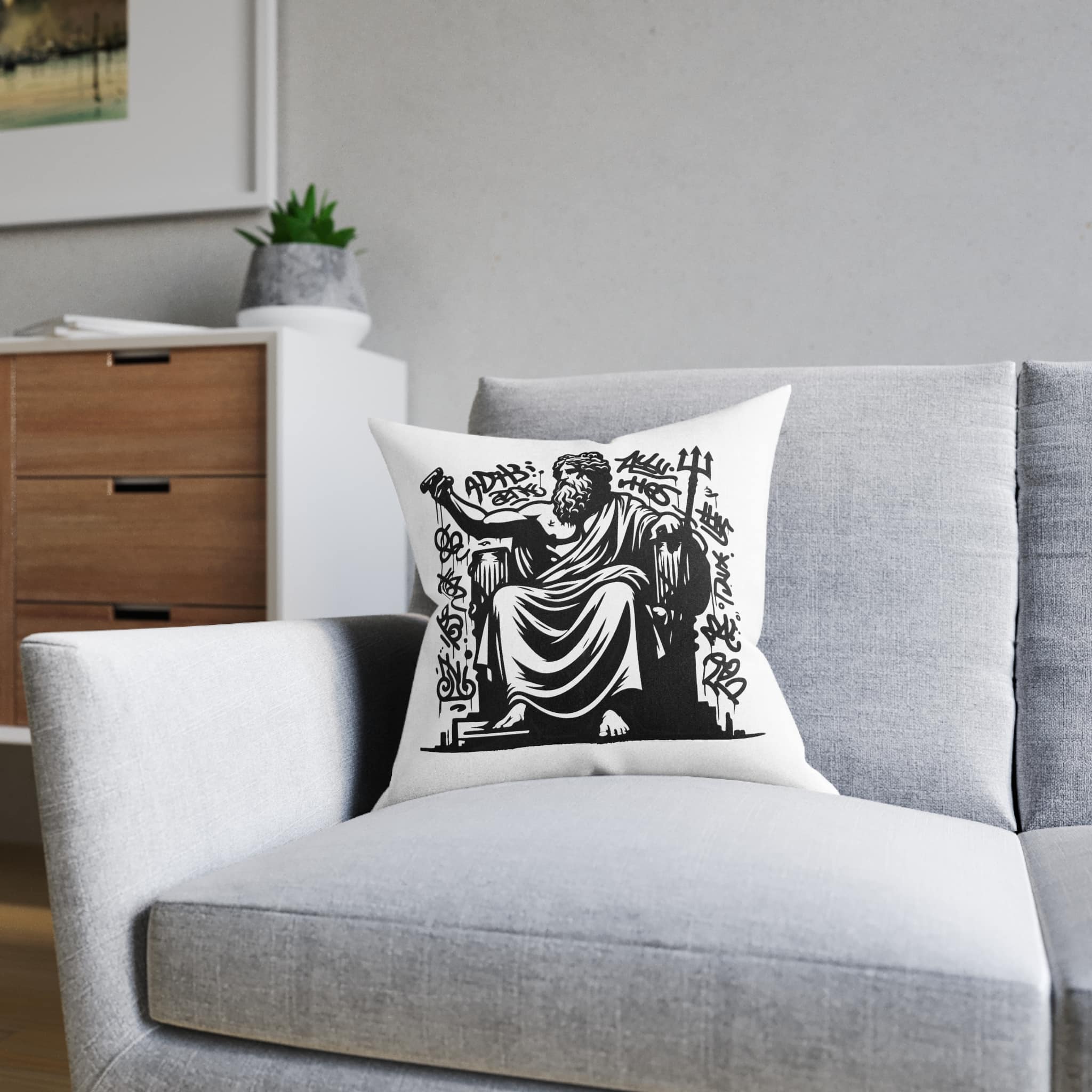 Zeus Deity Mythology Square Pillow Pink Back - Image 8