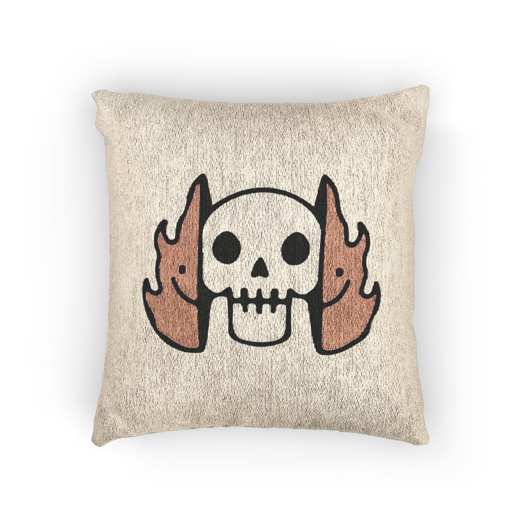 Cool Two Half Fire With Skull Face Inside Illustration Street Wear T Shirt Woven Pillow