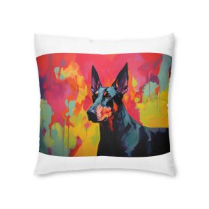 Colorful Abstract Doberman Painting Tufted Floor Pillow Square