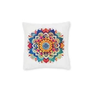 Colorful Mandala With Pattern Colors Square Pillow Pink Back
