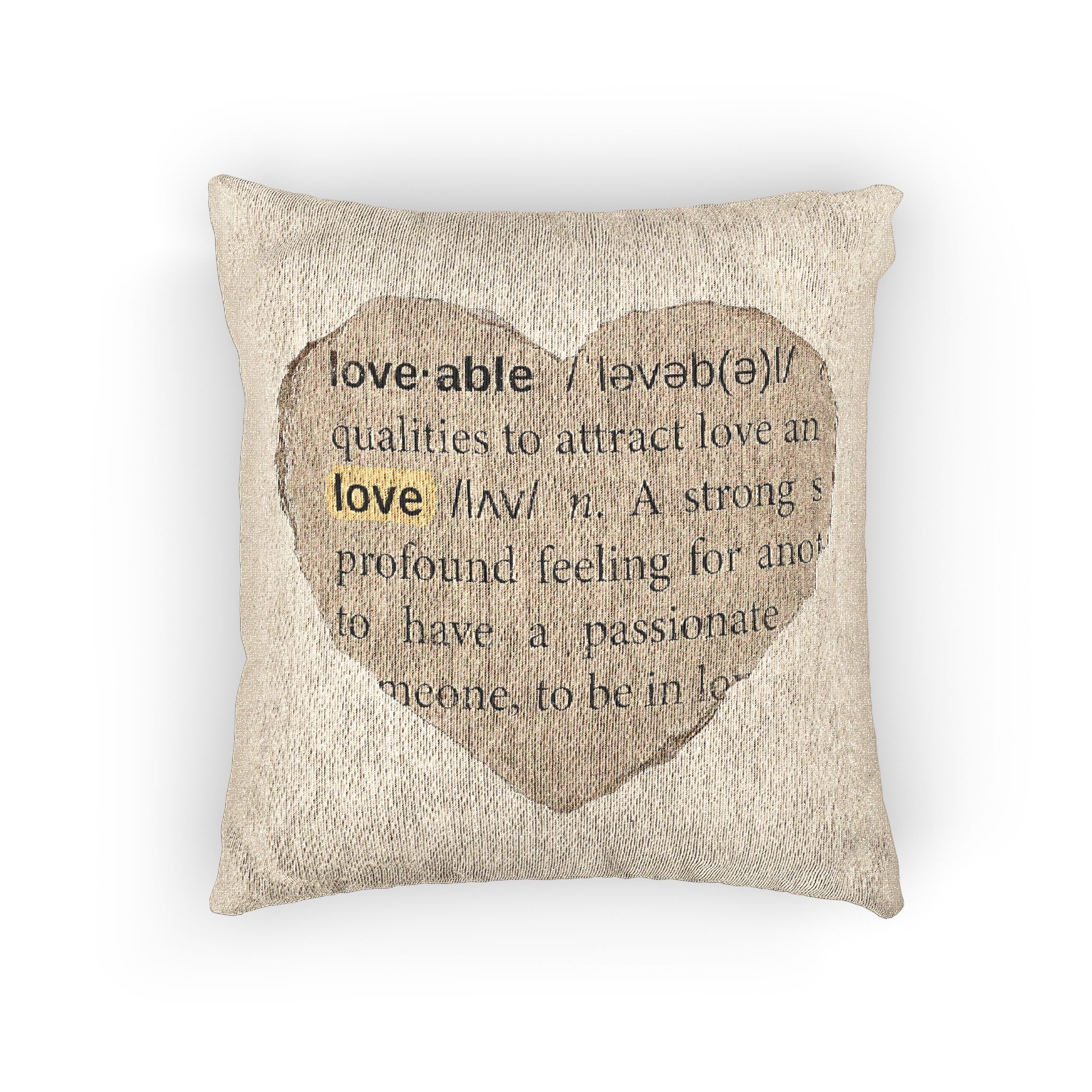 Love Definition Png Sticker Ripped Paper Ephemera Transparent Background Woven Pillow - Image 3