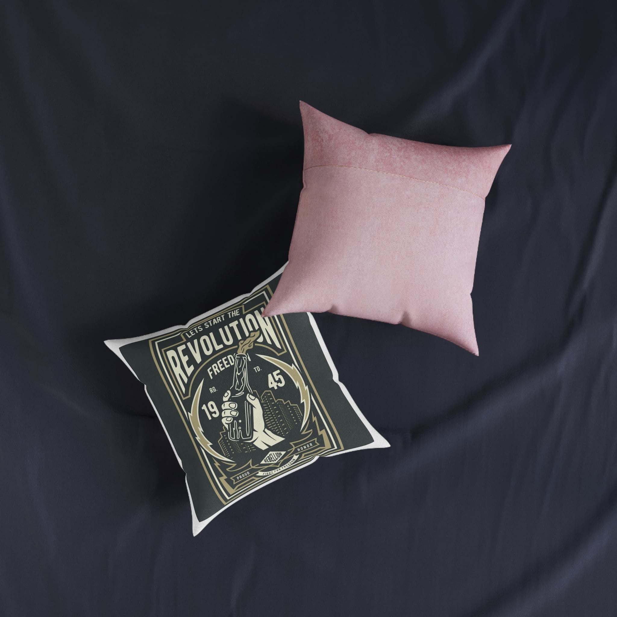 Lets Start the Revolution Square Pillow Pink Back - Image 7