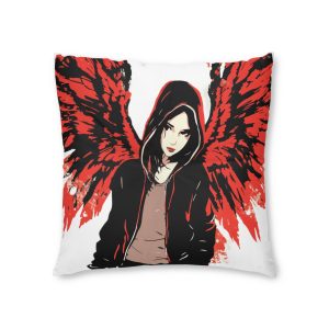Whimsical Angel Girl Vector Illustration Tufted Floor Pillow Square