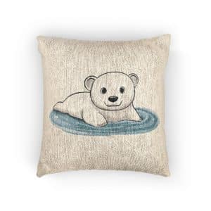 Adorable Cartoon Polar Bear Swimming Vector Illustration Woven Pillow
