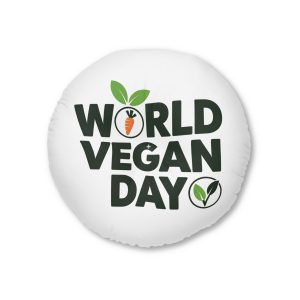 World Vegan Day Tufted Floor Pillow Round
