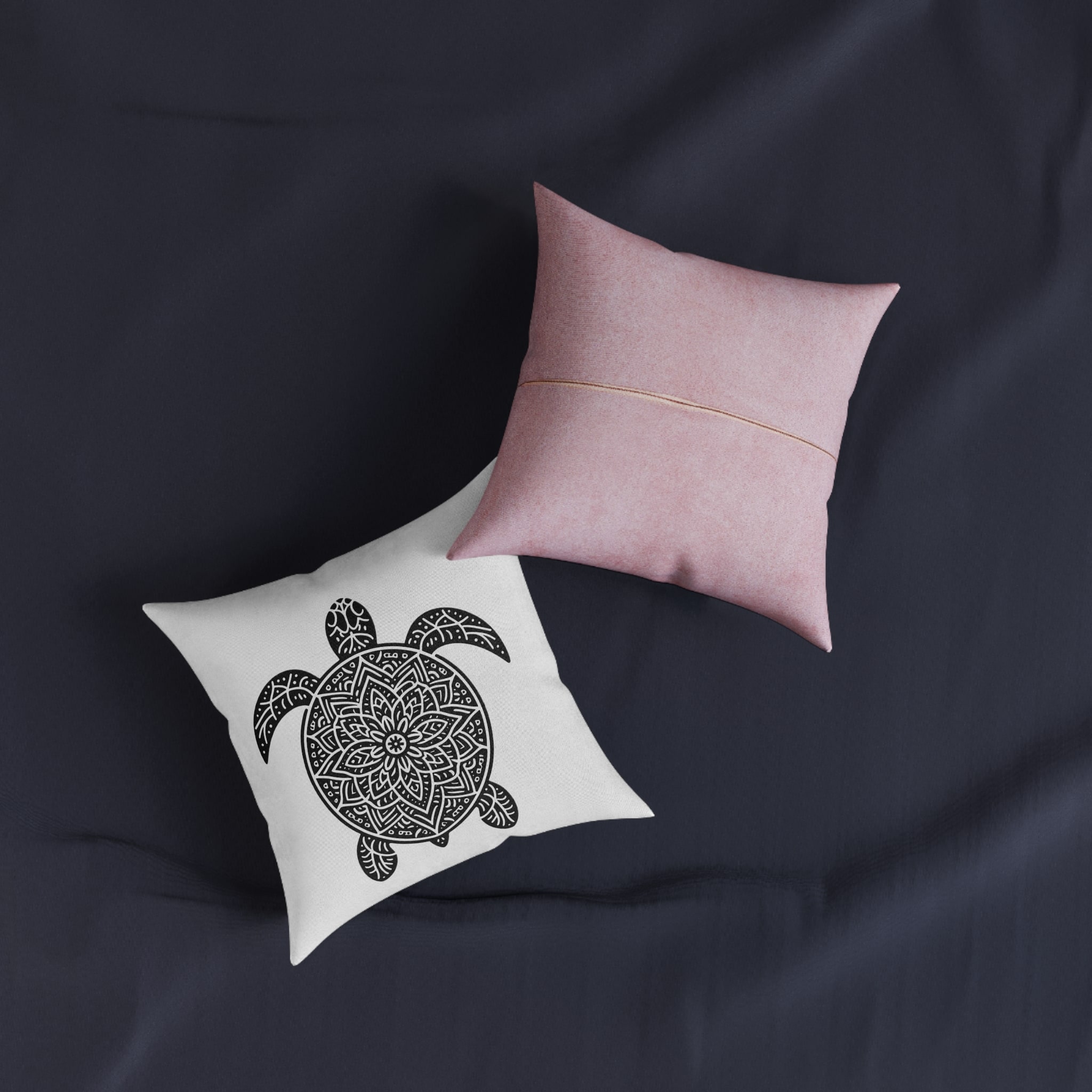 Turtle Copia Square Pillow Pink Back - Image 3