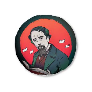 Hand Drawn Charles Dickens Illustration Tufted Floor Pillow Round