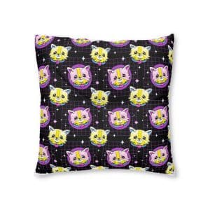 Hand Drawn Kitschy Pattern Tufted Floor Pillow Square