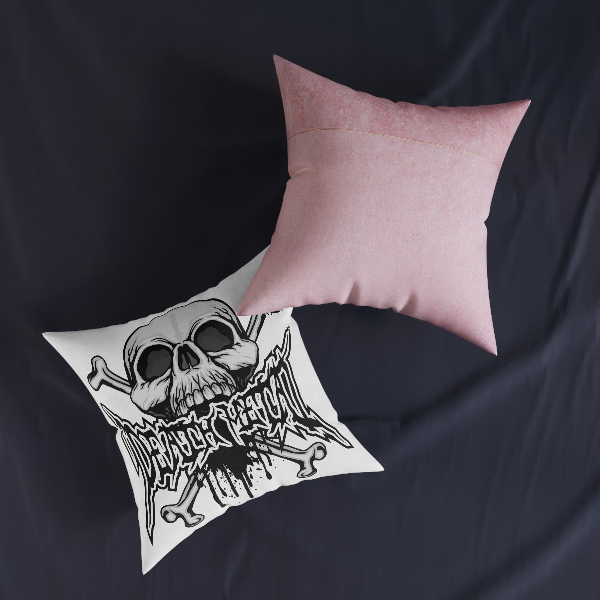 Gothic Sign With Skull Grunge Vintage Design T Shirts (56) Square Pillow Pink Back - Image 11