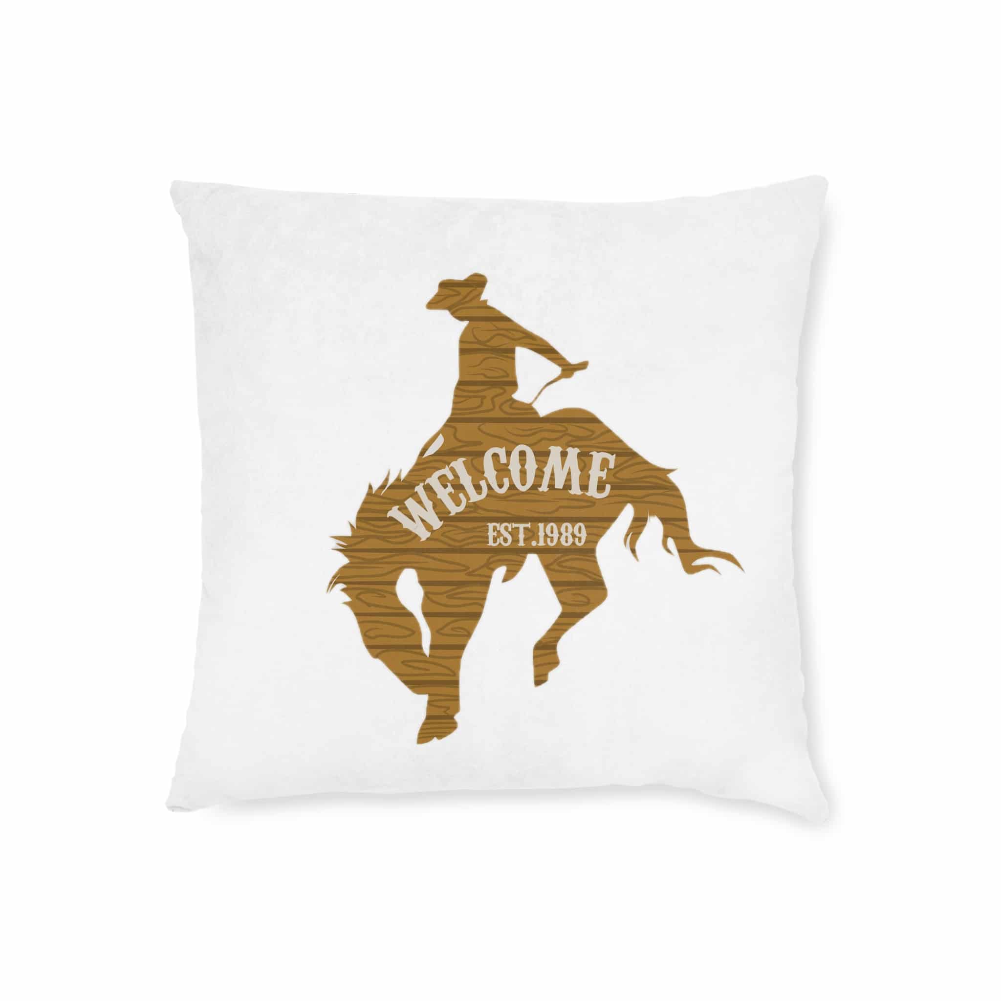 Welcome Cowboy Square Pillow Pink Back - Image 5