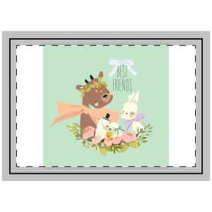 Cartoon Illustration With Cute Deer Rabbit Birds Throw Pillow