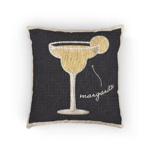Vector Illustration Margarita Cocktail Isolated Black Background Woven Pillow