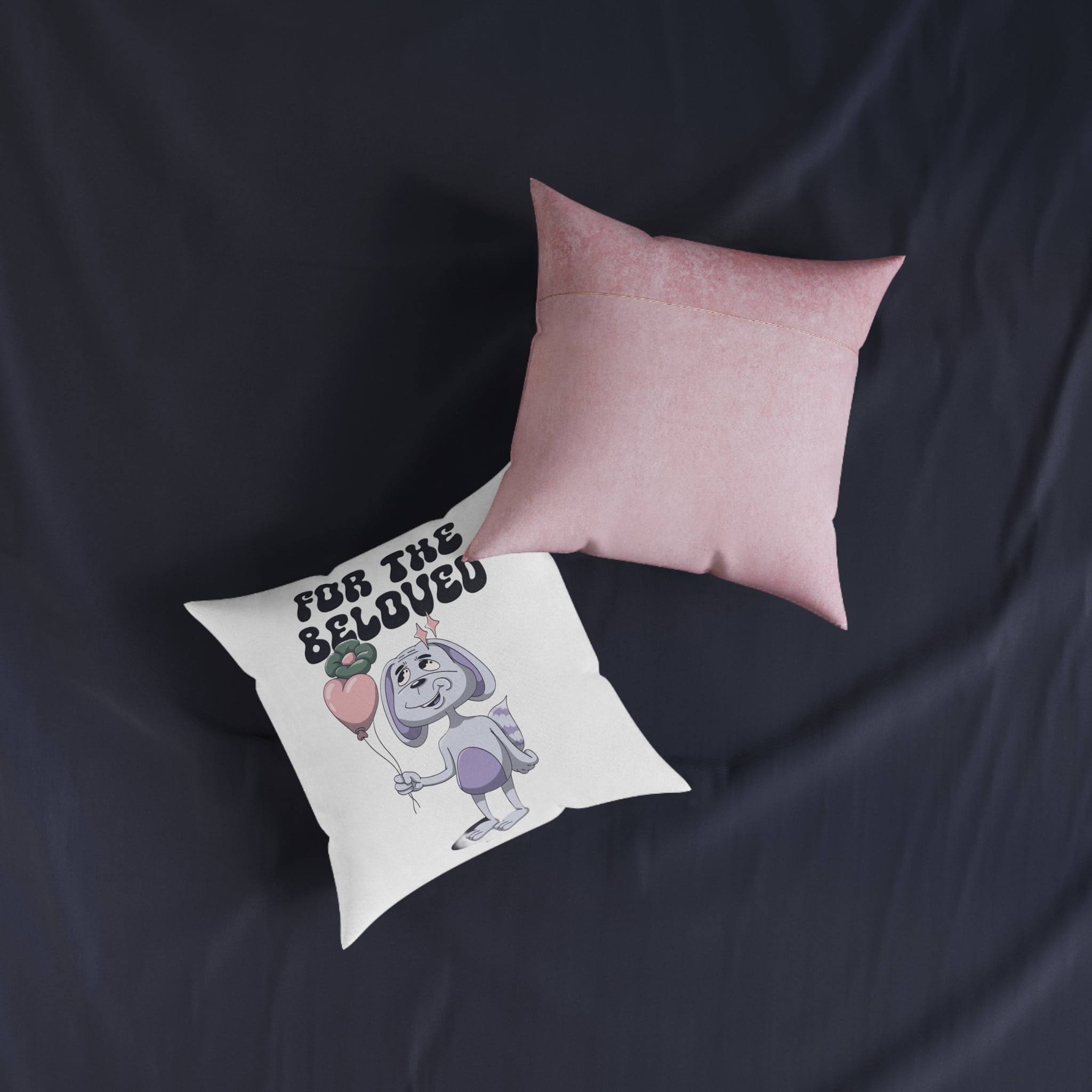 For the Beloved Square Pillow Pink Back - Image 7