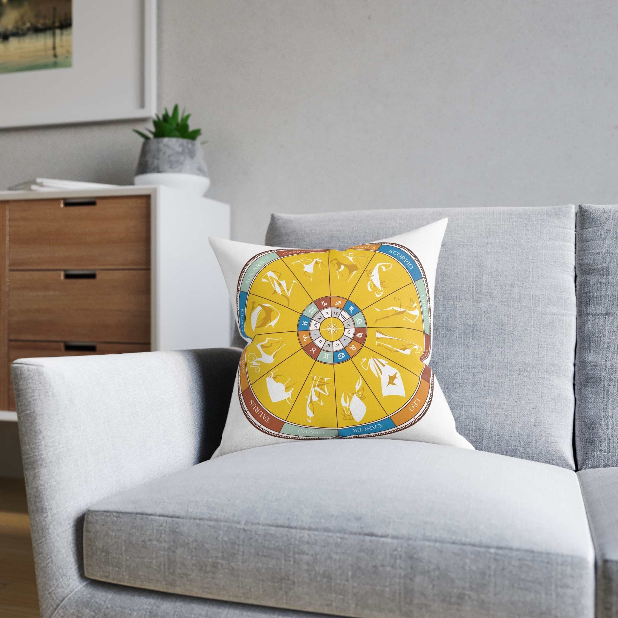 Zodiac Signs Square Pillow Pink Back - Image 8