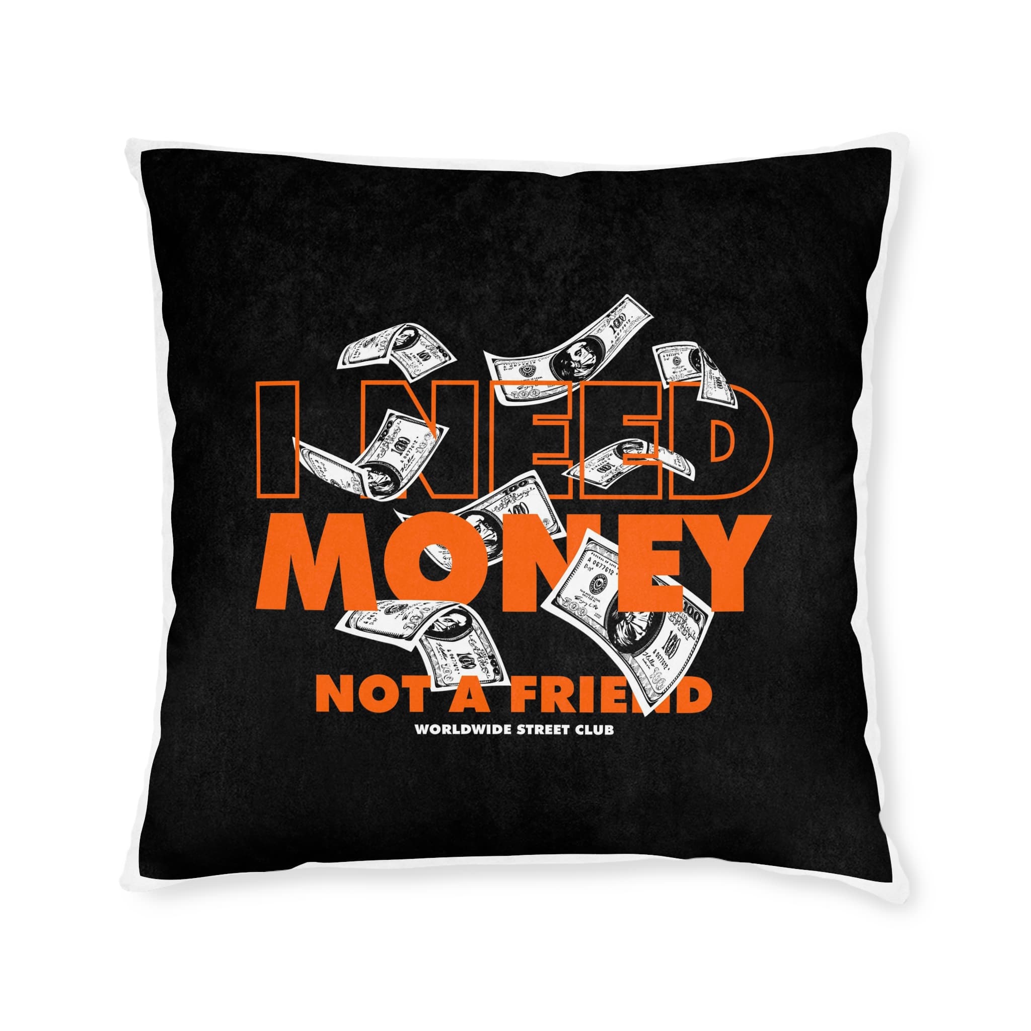 I Need Money Not A Friend Simple Vintage Fashion Square Pillow Pink Back - Image 9