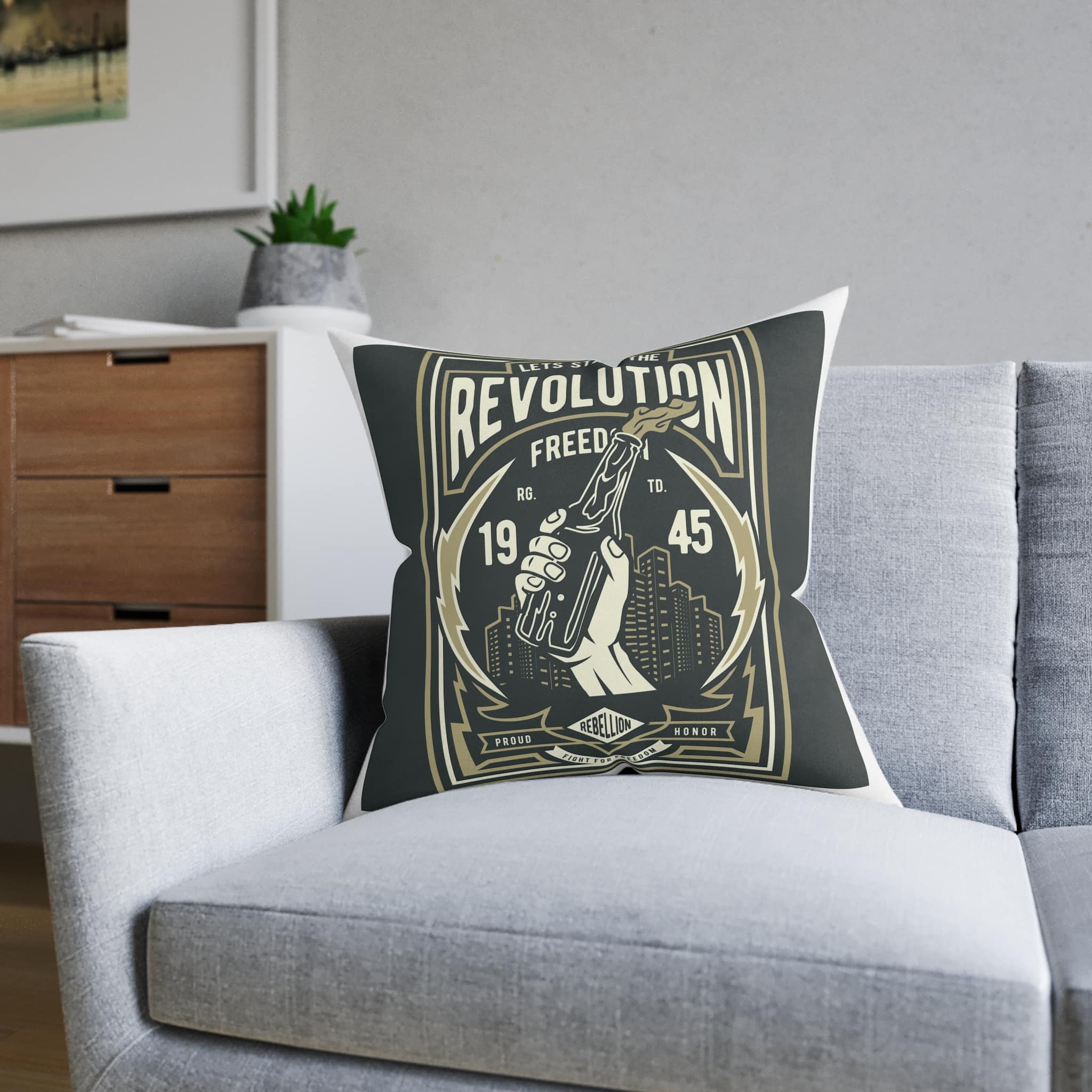 Lets Start the Revolution Square Pillow Pink Back - Image 12