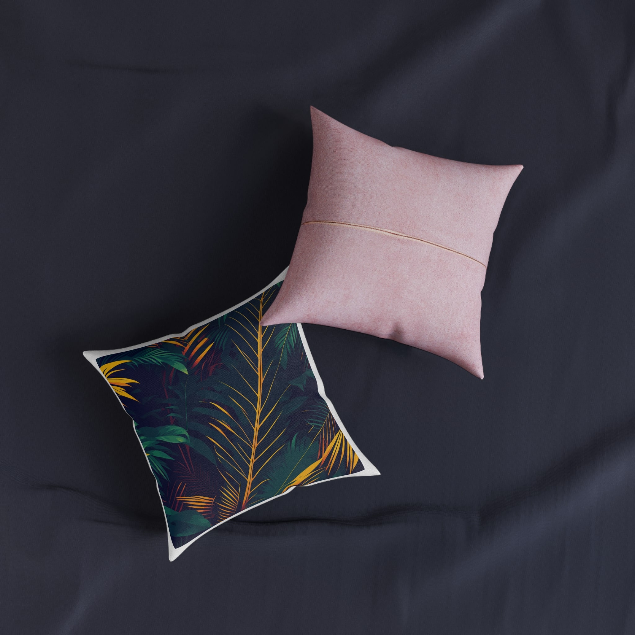 Pattern Sameless Jungle V1 Square Pillow Pink Back - Image 3