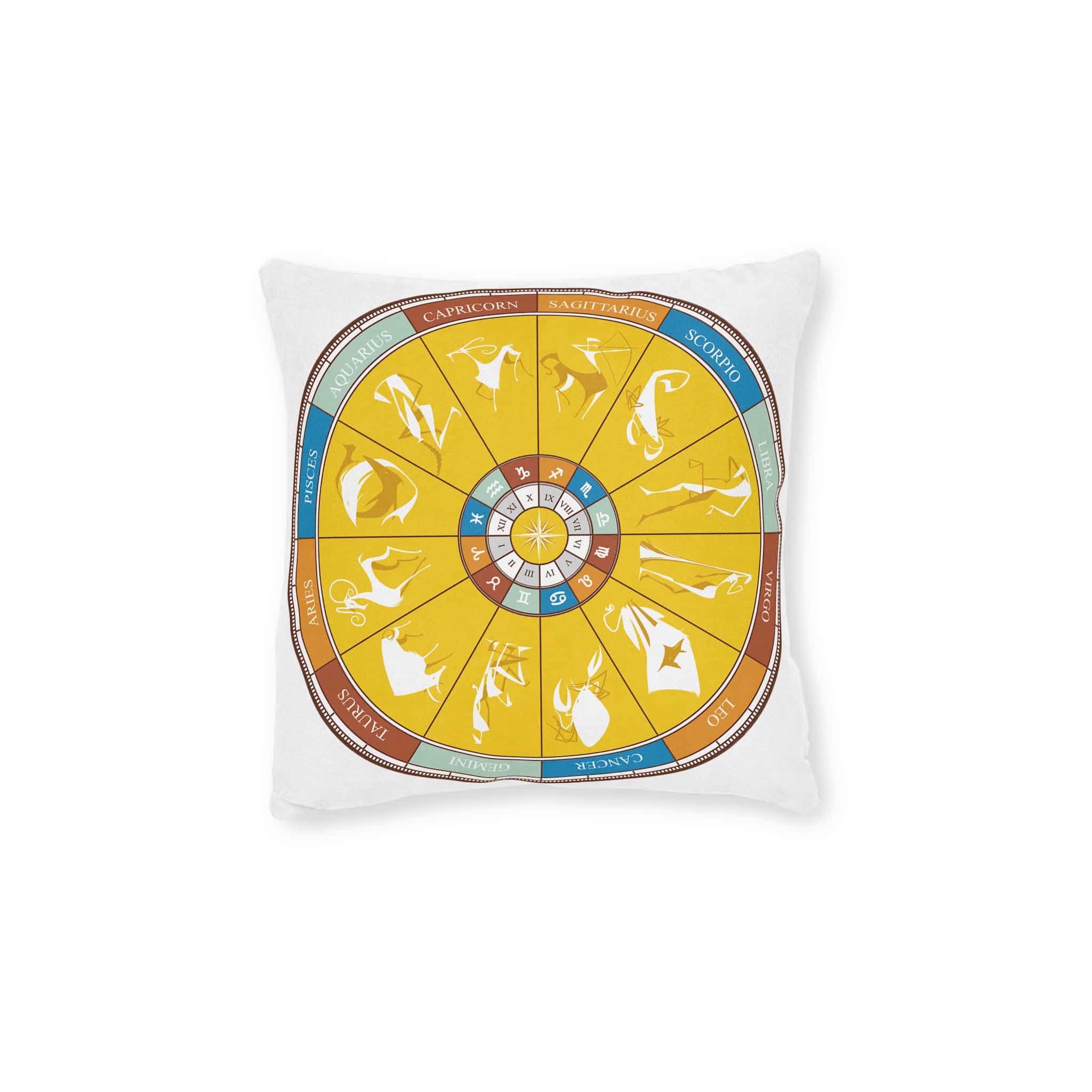 Zodiac Signs Square Pillow Pink Back