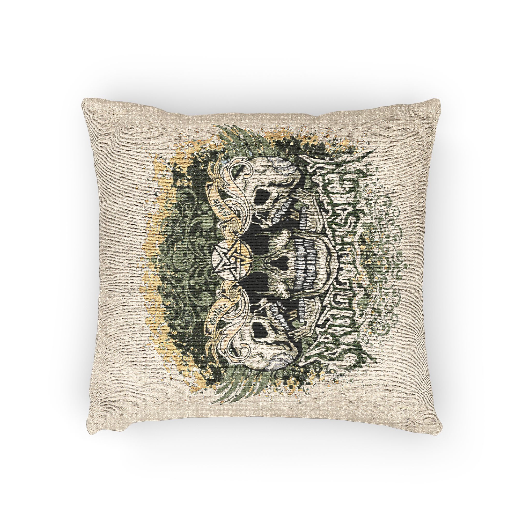 Gothic Sign With Skull Wings Grunge Vintage Design T Shirts Woven Pillow - Image 2