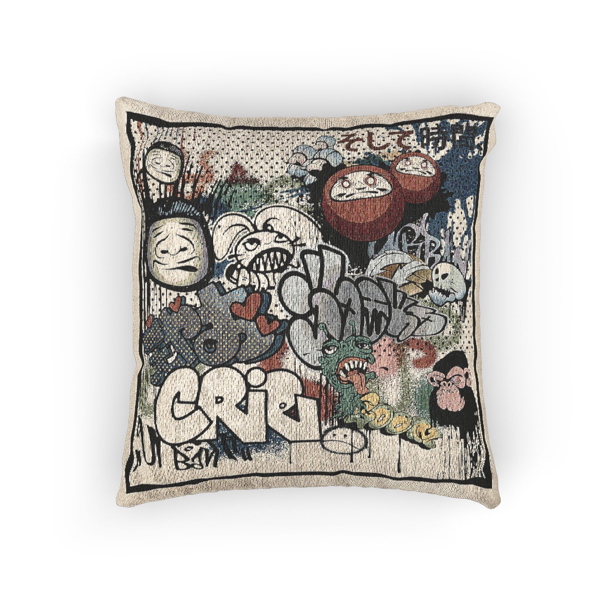 Seamless Graffiti Pattern (6) Woven Pillow - Image 3