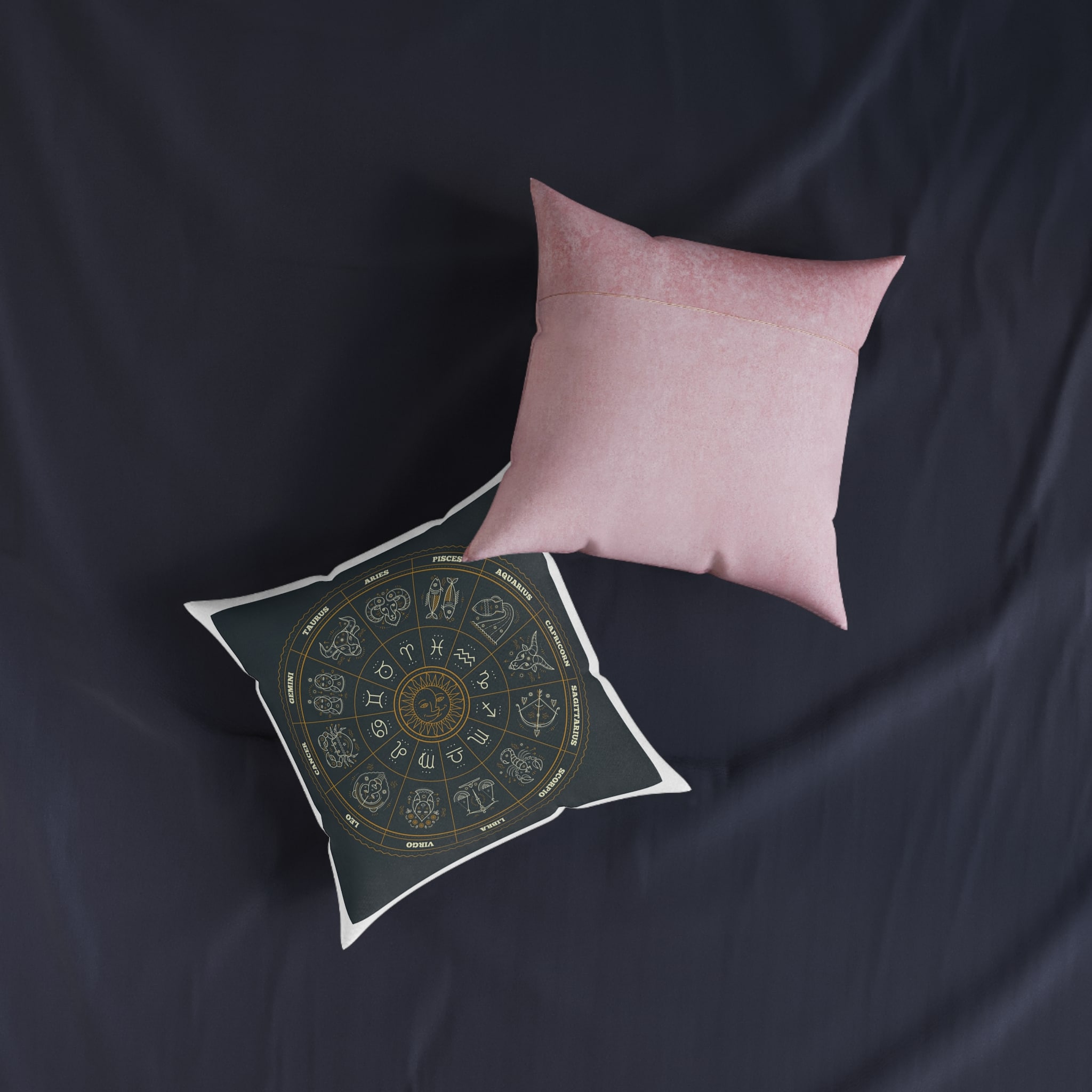Zodiac Signs Square Pillow Pink Back - Image 7