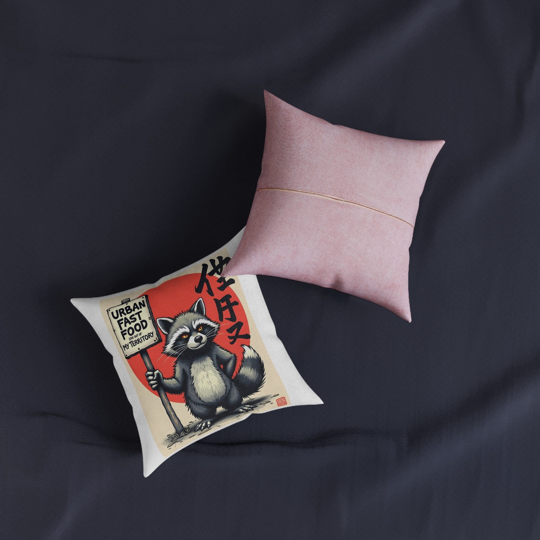 Urban Fast Food Copia Square Pillow Pink Back - Image 3