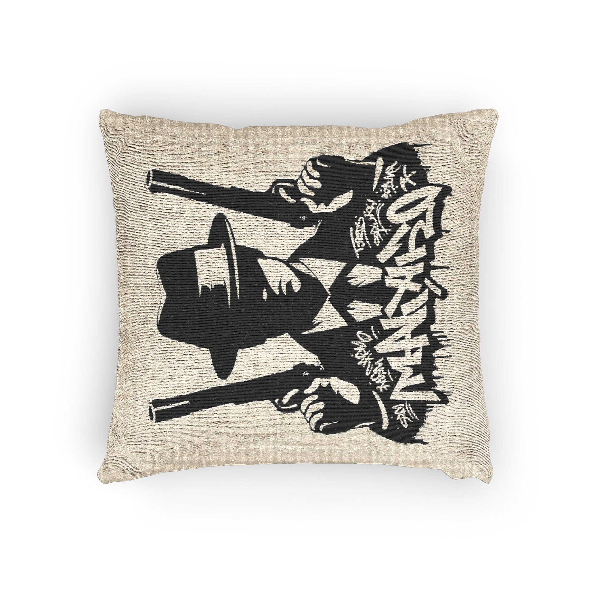 Mafia Gangster Silhouette People Graffiti Tag Hip Hop Street Art Typography Illustration Woven Pillow - Image 4