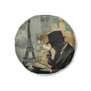 Vintage Paris Tufted Floor Pillow Round