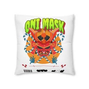 Japanese Demon Oni Mask Tufted Floor Pillow Square