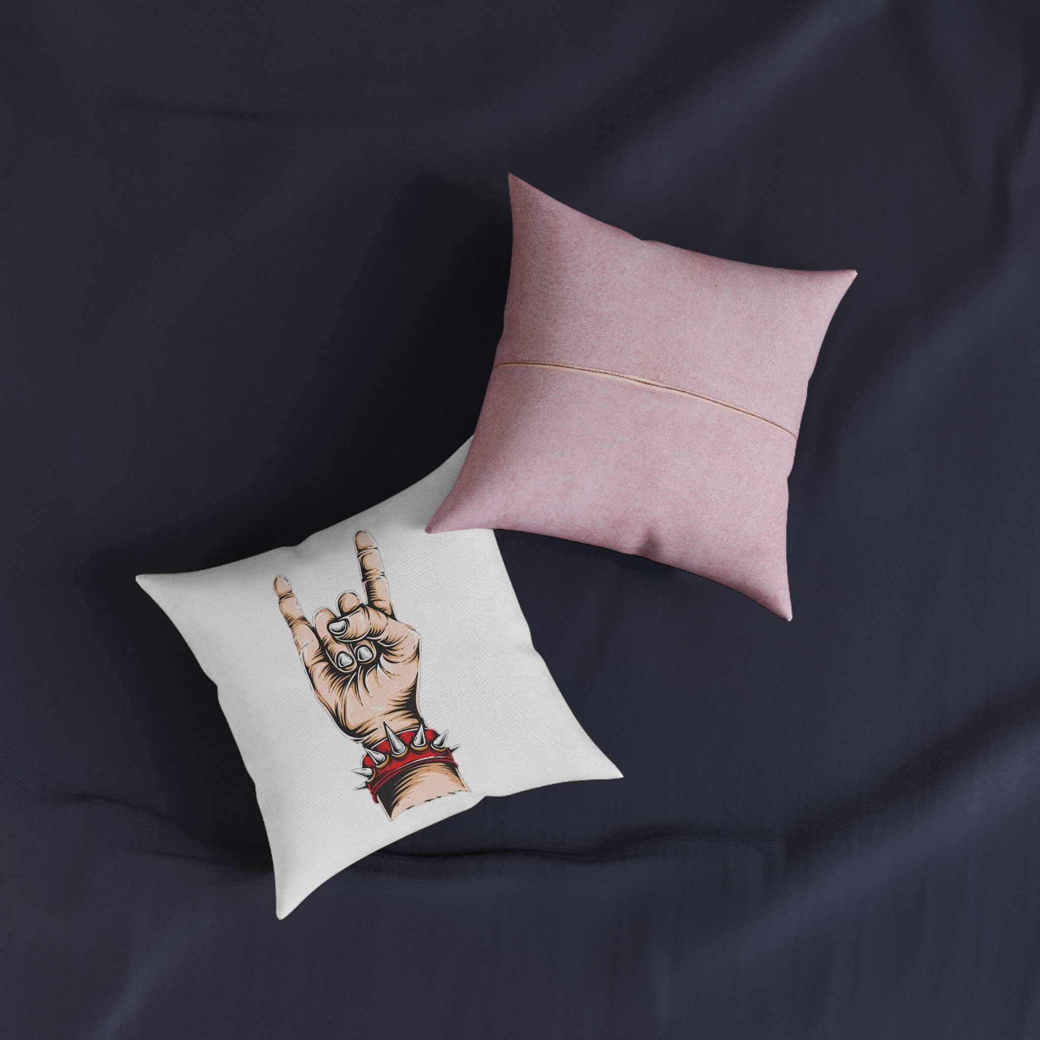 Rock 2 Square Pillow Pink Back - Image 3