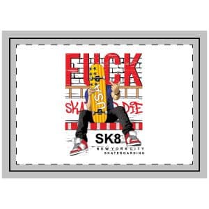 Fuck Skate Die With Skateboarder Illustration Throw Pillow