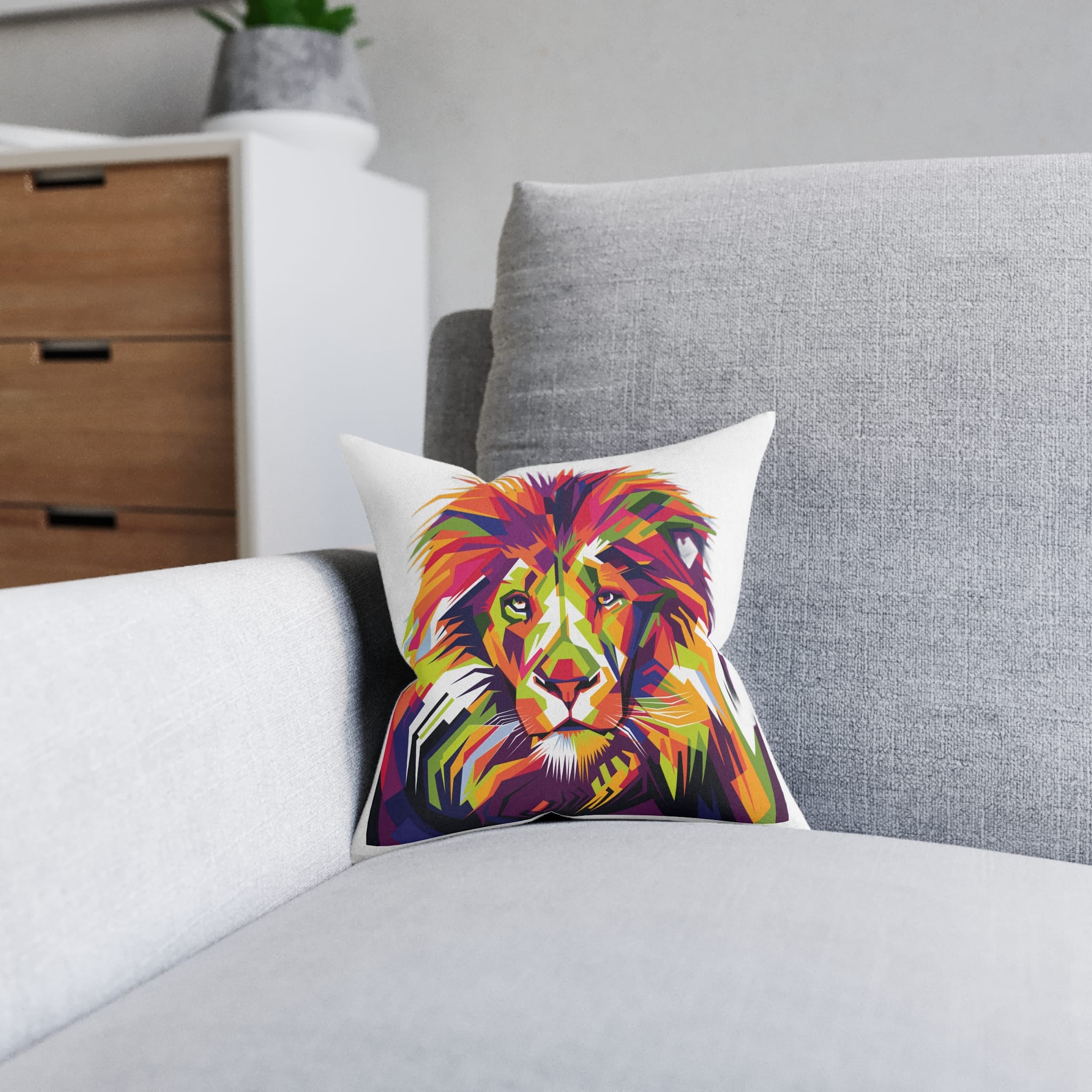Lionhead Square Pillow Pink Back - Image 4