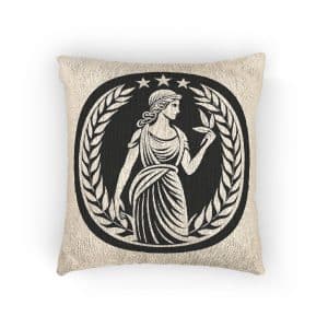 Greek Goddess Logo Design Vector Illustration Woven Pillow