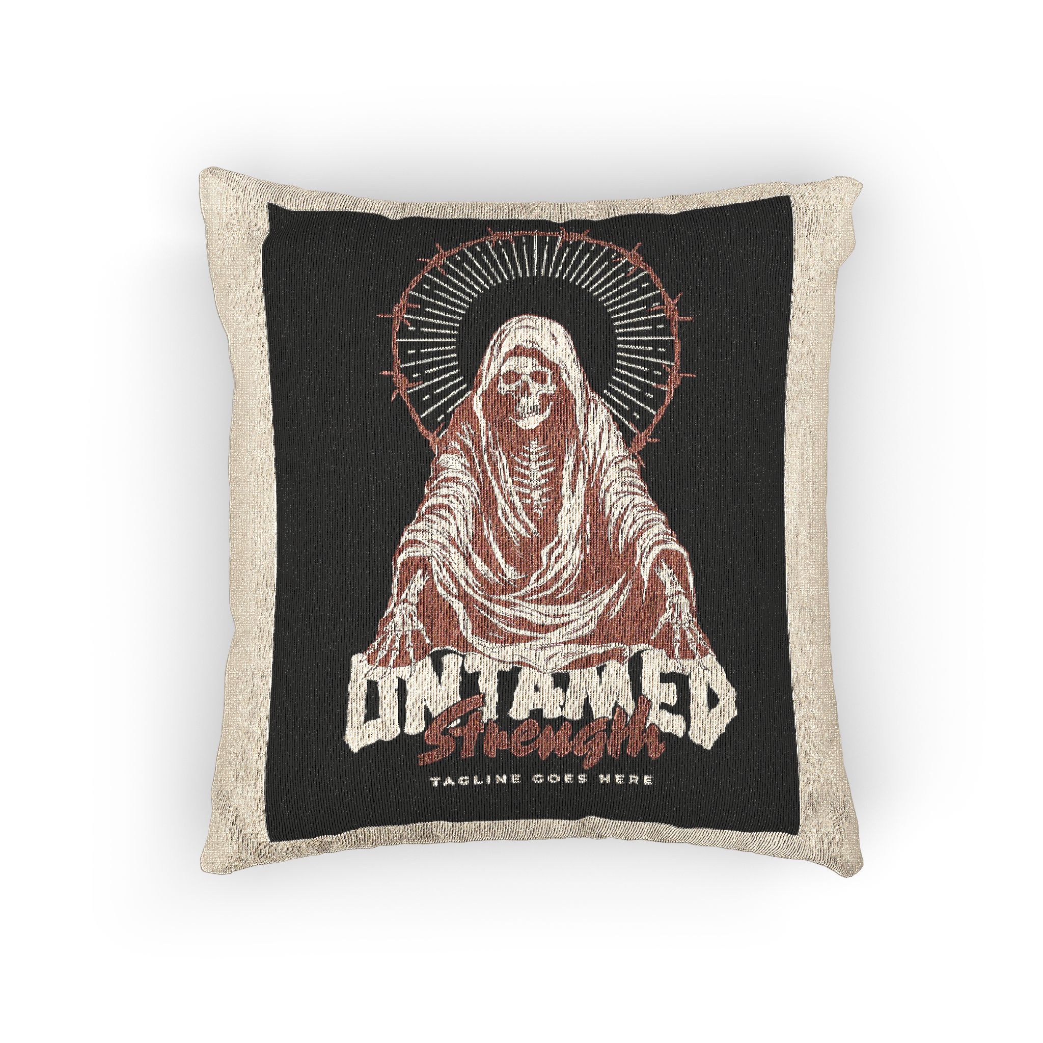 Untamed Strength the Angel of Death Is Sitting Poster Woven Pillow - Image 3