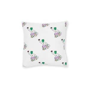 Zombie Skateboard Seamless Pattern Background Illustration T Shirt Square Pillow Pink Back