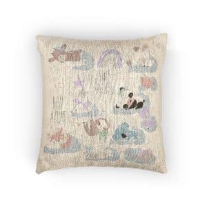 Cute Cartoon Set With Cute Animals Sleeping Clouds Woven Pillow