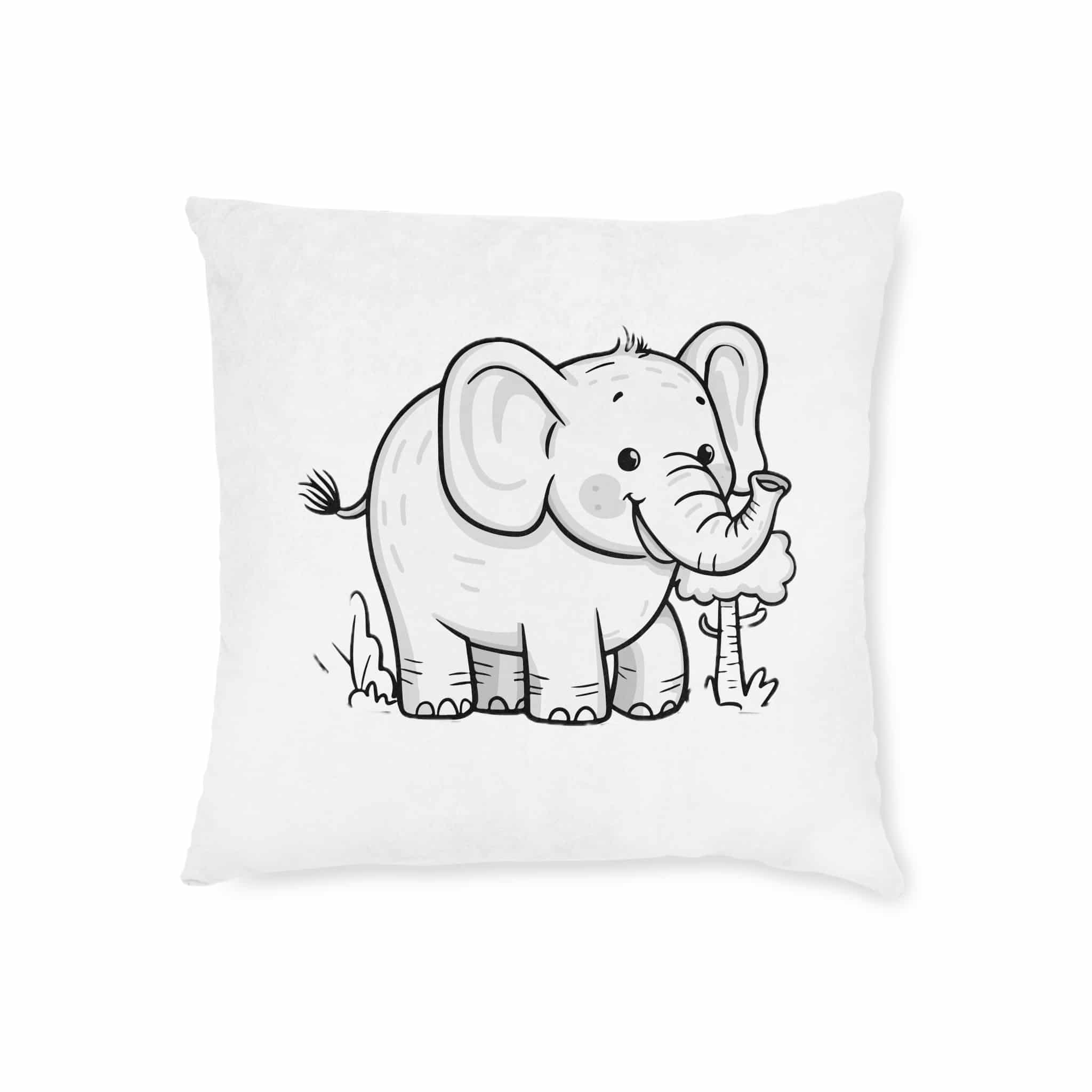 Elephant Copia Square Pillow Pink Back - Image 5