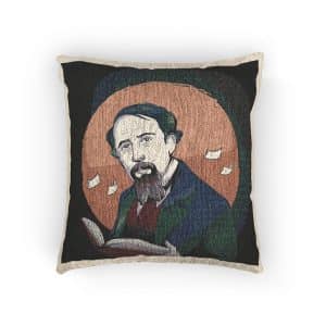 Hand Drawn Charles Dickens Illustration Woven Pillow
