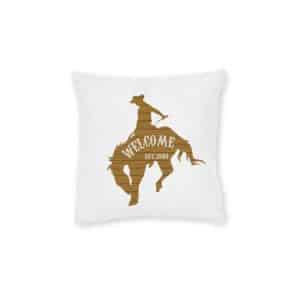 Welcome Cowboy Square Pillow Pink Back