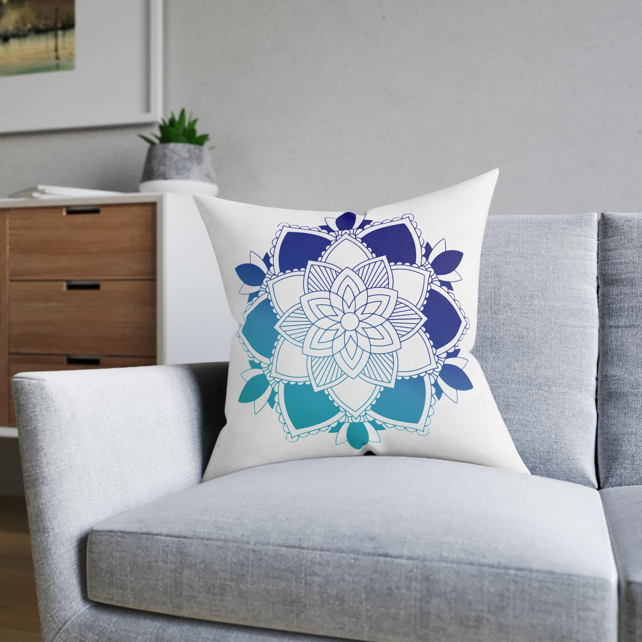 Mandala Pattern Square Pillow Pink Back - Image 12