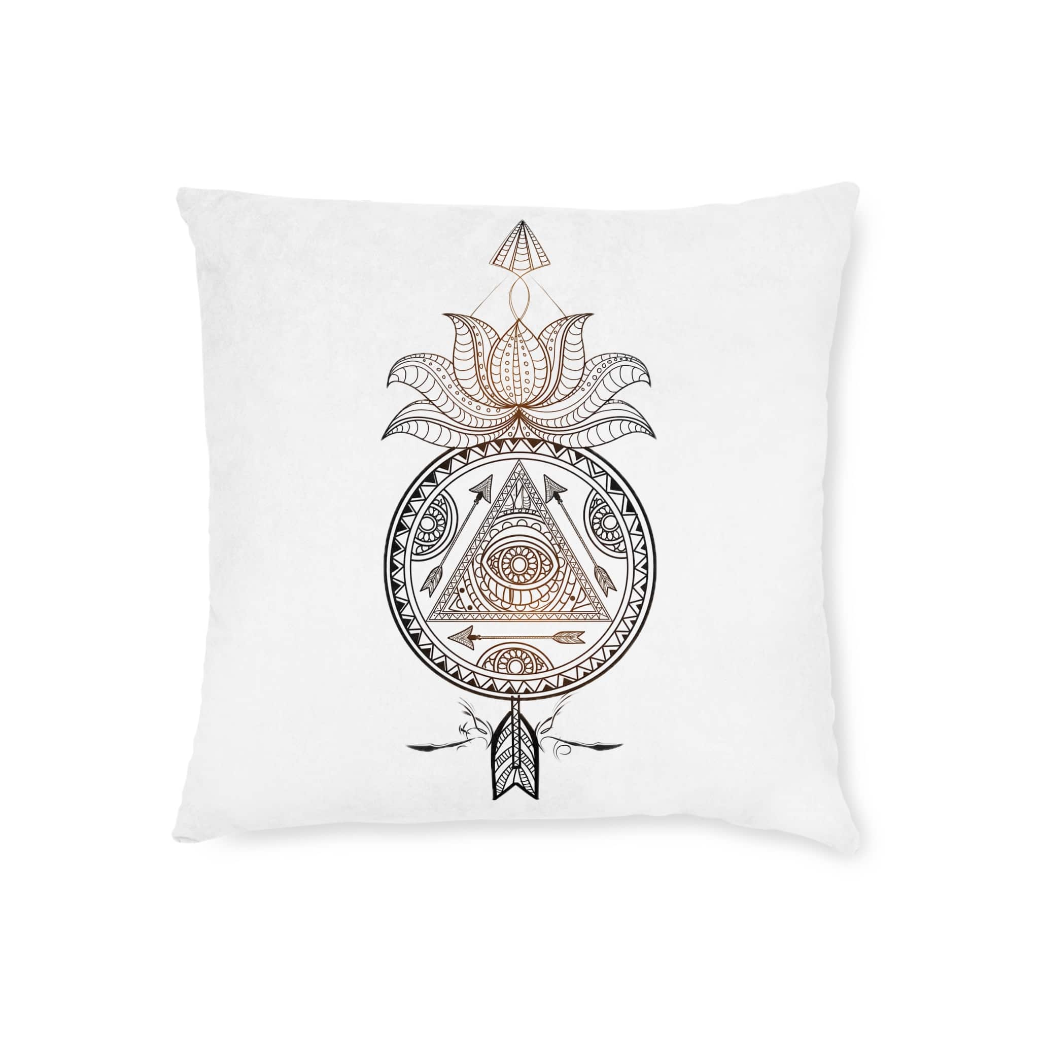 Ornamental Floral Dream Catcher With Lotus Flower Arrow Creative Hand Drawn Ethnic Decorative Elemen Square Pillow Pink Back - Image 5