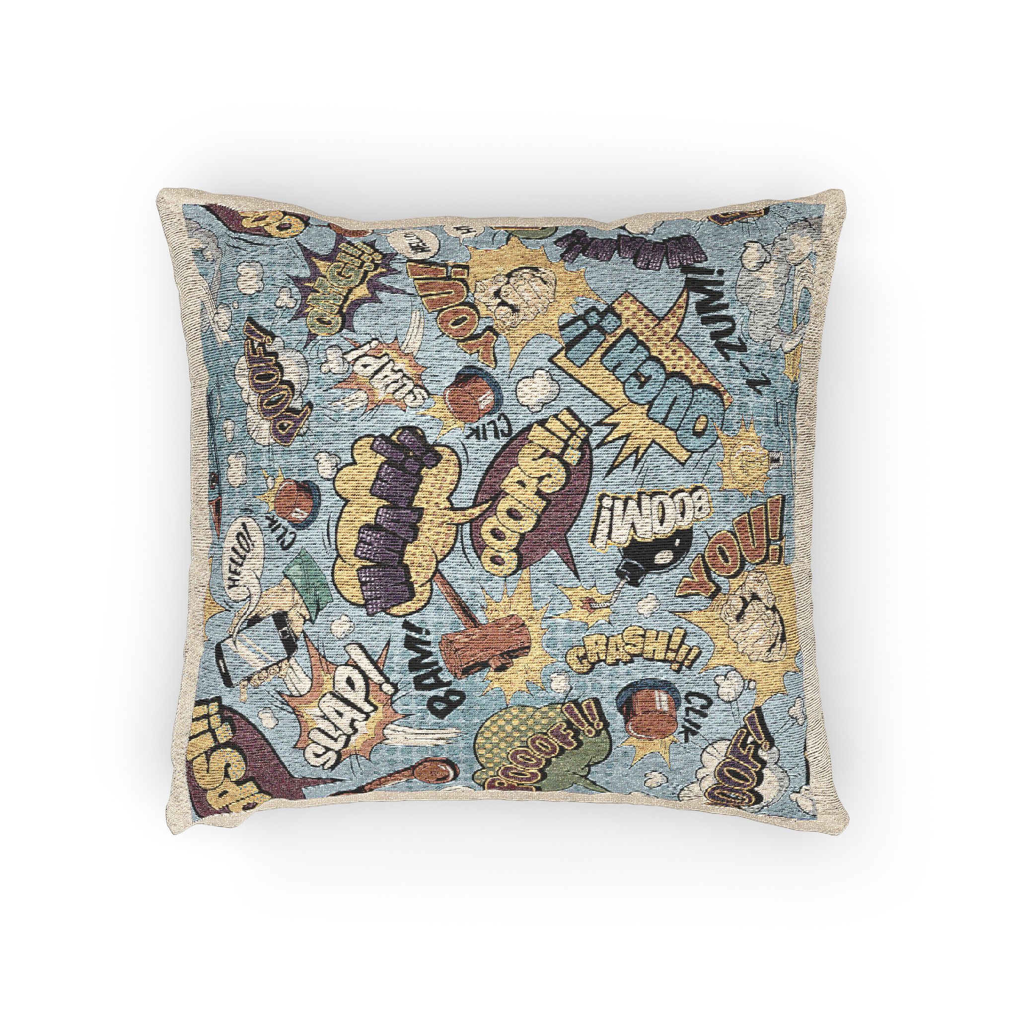 Comic Colorful Seamless Pattern With Bright Speech Bubbles Woven Pillow - Image 2