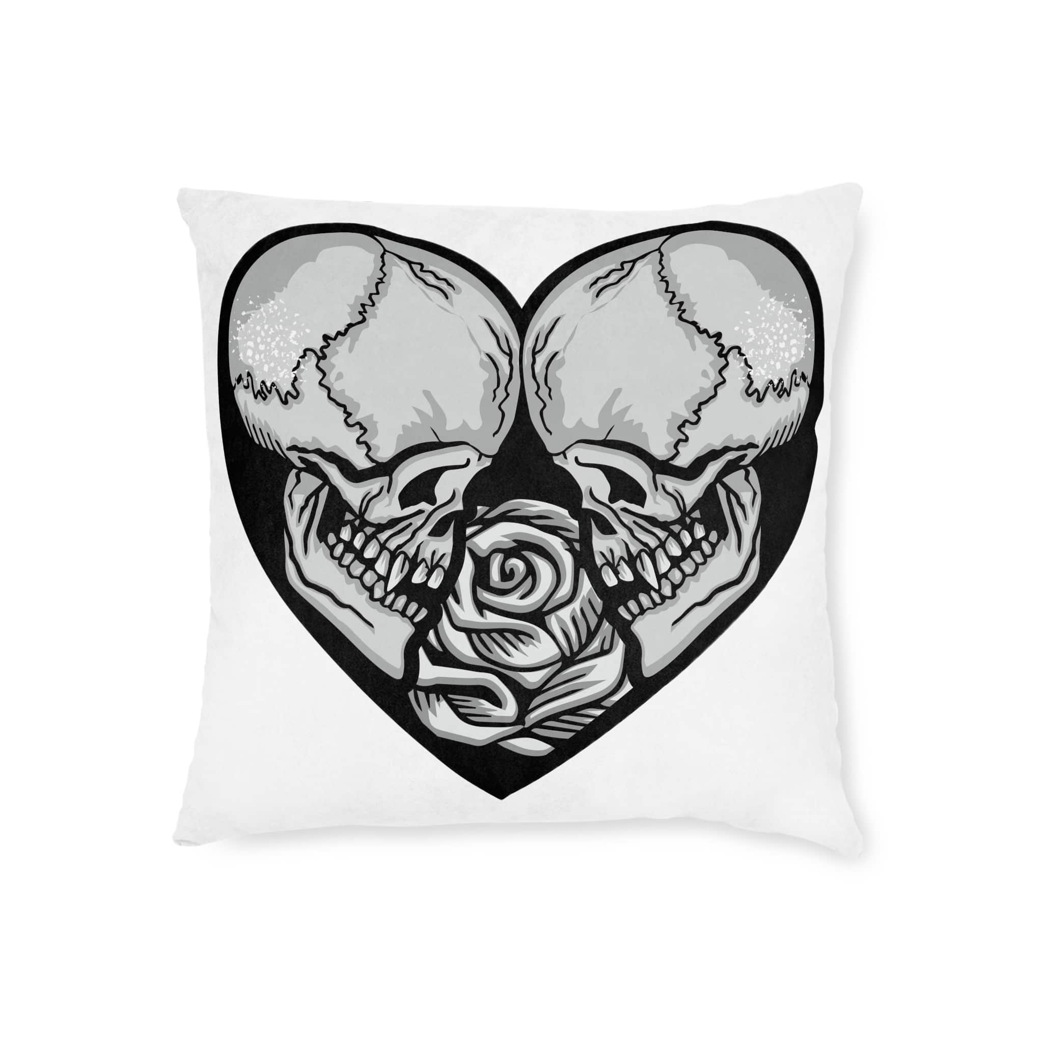 Gothic Sign With Skull Heart Grunge Vintage Design T Shirts Square Pillow Pink Back - Image 5