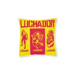 Luchador Square Pillow Pink Back