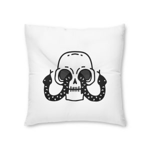 Cool Skull Head With Snakes Eyes Illustration T Shirt Sticker Apparel Merchandise Tufted Floor Pillow Square